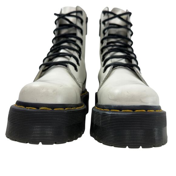 Dr Martens Jadon Chunky Platform Combat Boots Leather White Smooth Women Size 6 - Picture 5 of 11